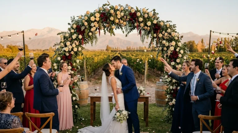 Casamento romântico em Mendoza: vinícola e gestão 360°