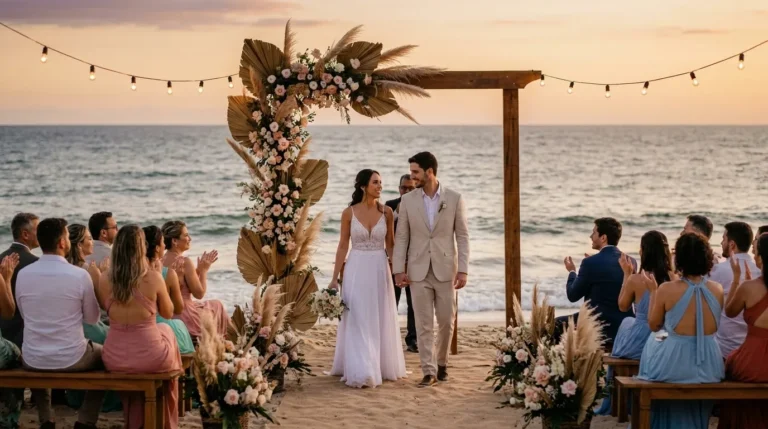 Decoração rústica para casamento na praia